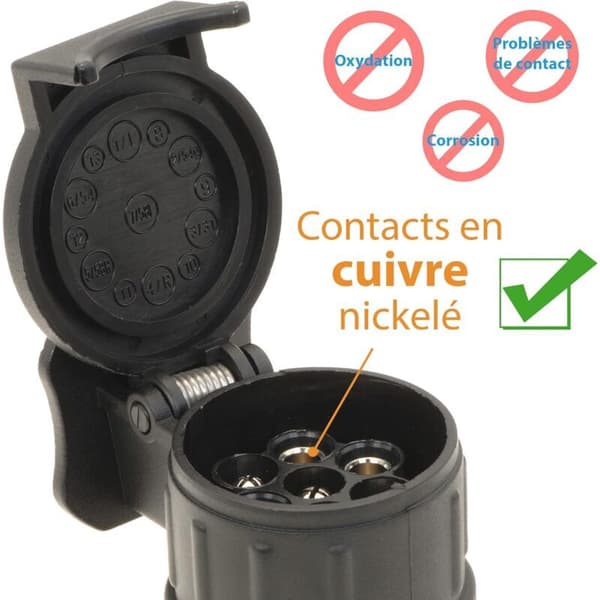 13-polet til 7-polet Trailer Adapter - Sort - til Bil, Trailer, Trækstang, Campingvogn