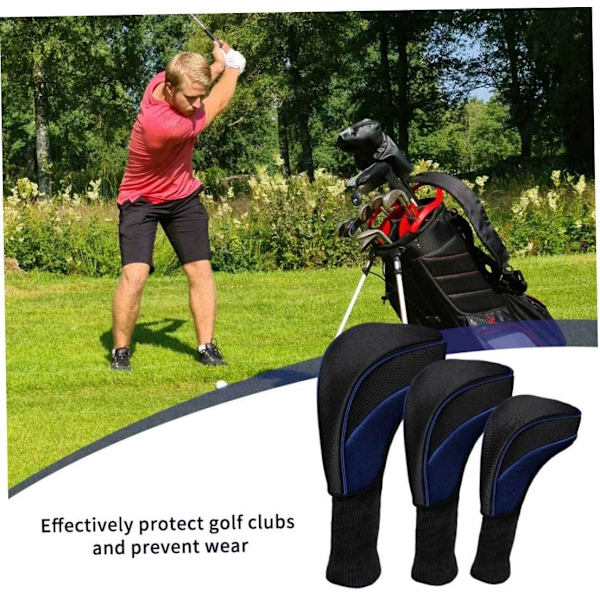 Blå - 3 golfklubbs huvudskydd, träklubbs huvudskydd