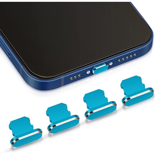 (Tummansininen) 4 pölypistoketta yhteensopiva iPhone 11, 12 kanssa, pölyltä suojaava lataussuoja yhteensopiva iPhone 11, 12, Pro, Max/X/XS/XR, 7, 8 Plus, iPad