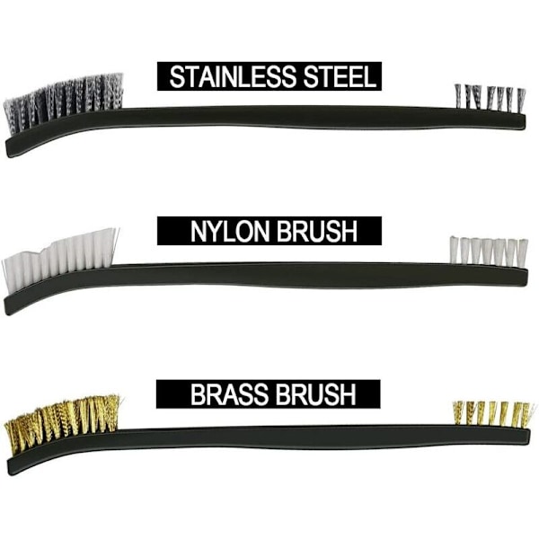 9 stk. metallbørster Liten børste i rustfritt stål, nylon og messing for rengjøring av sveiseslagg