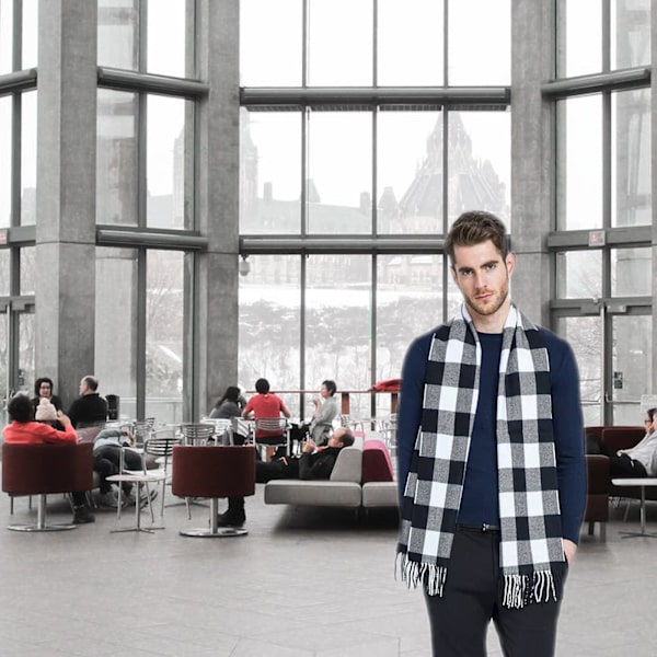 Herre rutete skjerf, klassisk britisk stil smalt imitert kasjmirskjerf supermyk klassisk tartan rutete skjerf