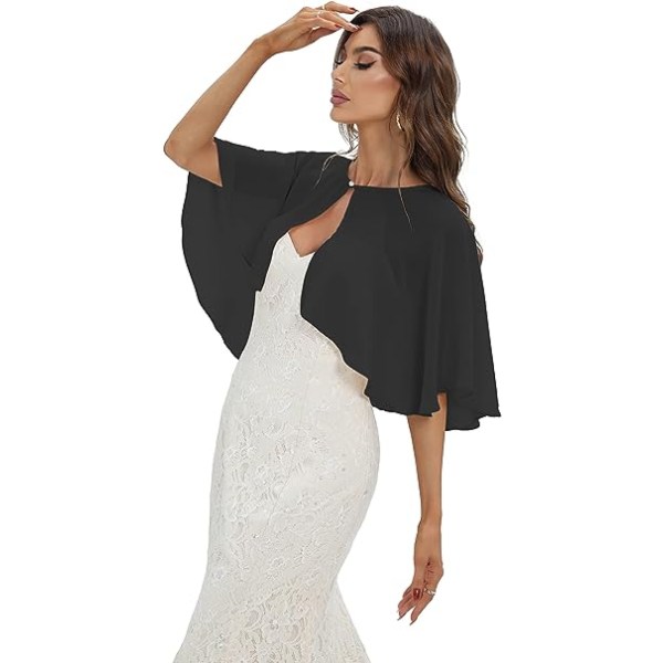Keivvsh Capelets för kvinnor Chiffon Cape Shawls och Wraps för aftonklänning Bröllop Capes Cover Up