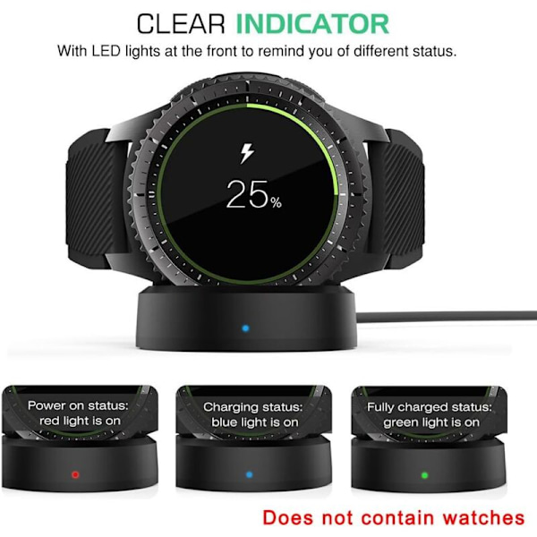 Rask trådløs lader for Samsung Gear S3 Frontier S2 Klokke Rask trådløs lader for Samsung Galaxy Watch USB-kabel