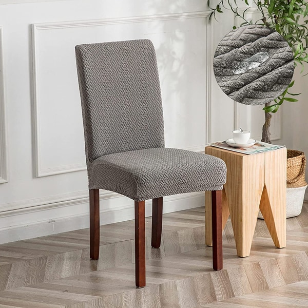 Vedenpitävä Jacquard-pitkä ruudullinen tuolinpäällinen - Harmaa, yleismaailmallinen moderni kestävä tuolinpäällinen, sopii kotiin, hotelliin, ravintolaan, bankettiin ja keittiöön D