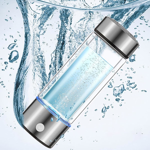 Hydrogen Water Bottle, Portable Hydrogen-Rich Water Glass Rechargeable ion Water Generator Hydrogen-Rich Water Cup Generator for Home Travel silver(