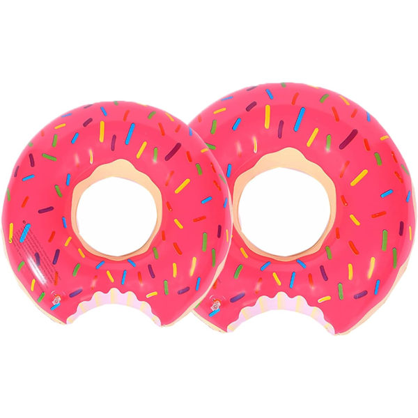 2 st Badringar Flytande Badring Uppblåsbar Boj Rosa Badring Poolboj för Vuxna och Barn Sommarboj Vattenleksak Poolparty (Donut Mönster)