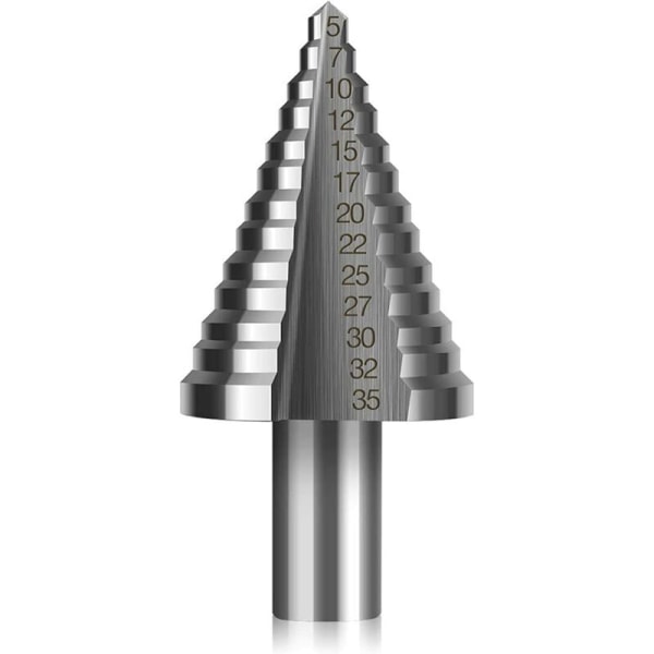 HSS Trin Trin Bor, Dobbelt Trin Trin Bor (5mm-35mm) med Titanium Belægning, Massiv, Perfekt til Skruetrækkerboring