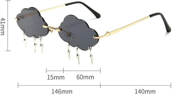 Mote Cloud Lightning-formede solbriller til kvinner Retro Røde rammeløse Punk solbriller til menn
