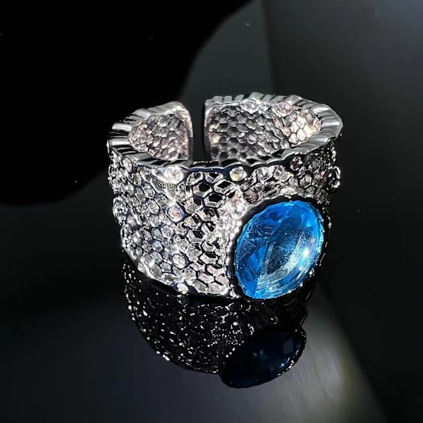 Fuld af diamanter og stjerner, hul ring, retro brilliant safir ring, belagt med 18K guld, justerbar åbning