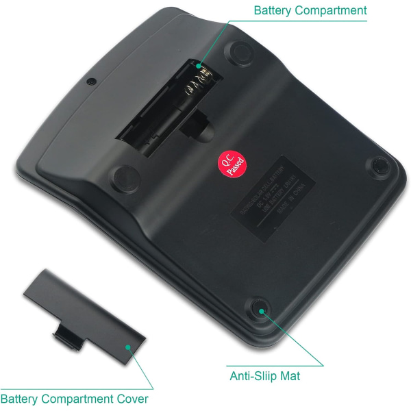 12-siffrig stationär miniräknare med stora knappar, solcellsdriven stationär miniräknare för hem och skola - Batteri ingår (2 x UK837)