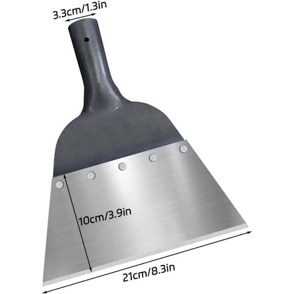 Trädgårdsspade i stål - 21 cm - Multifunktionell - Lämplig för jordbruk och trädgårdar, ogräs, snö, avfrostning, utomhus, hus, gård