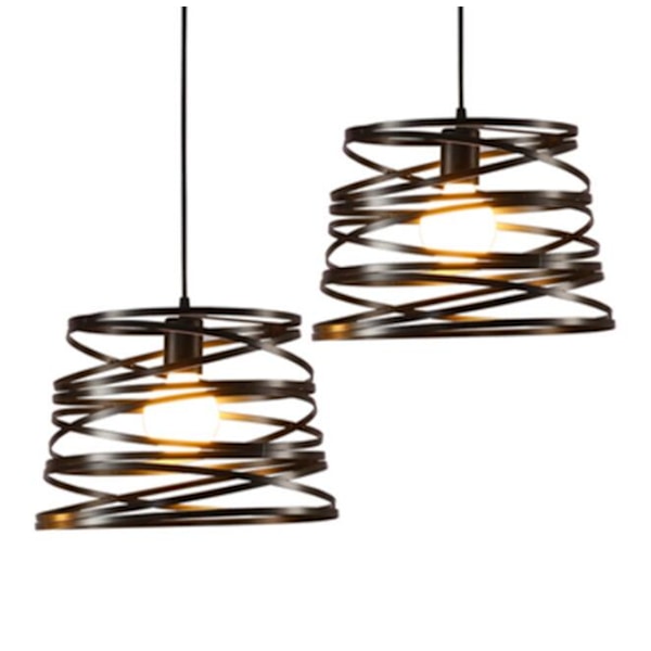 Hengende lampe, lysekroneEnkel og kreativ LED smijern lysekrone (svart bue enkelt hode)
