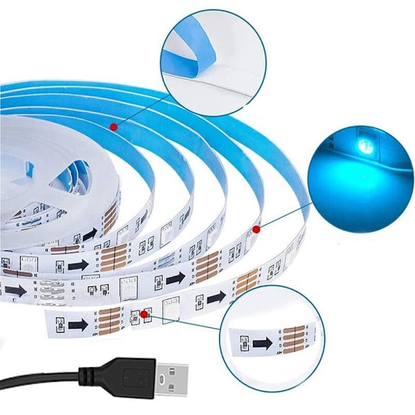 LED 5M RVB LED Lysstripe LED Band Kontrollert av Bluetooth App Fjernkontroll Flerfarget Lys Eventyr Dimmbar med Musikk er egnet for ho