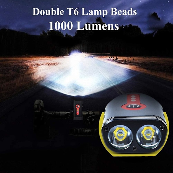 Pyörävalosarja 5 tilalla, 1000 lumenia, erittäin kirkas, 360 asteen kääntyvä, IP65, vedenkestävä, USB