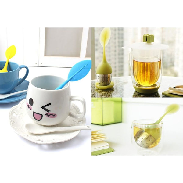 5 stk. Te-infuser Sæt Silikon Diffuser Te-kugle Rustfrit Stål Te-filter Te-diffuser Med Underkopper