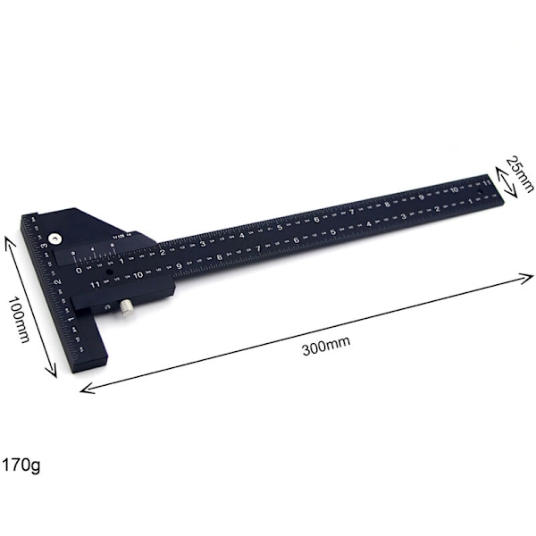 Multifunksjonell målerlinjal for T-type trebearbeidingsplotter (0-280mm)