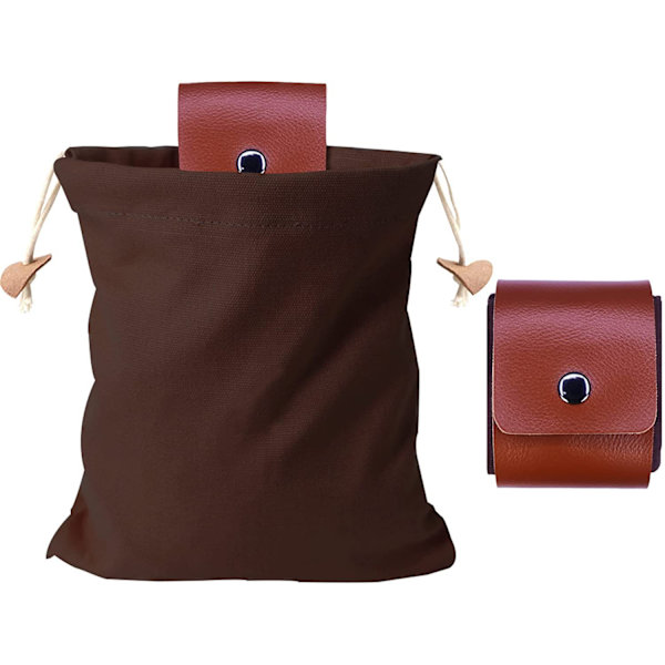 Foderpåse, hopfällbar bushcraft-väska, vaxad canvas-foderpåse (PU-brun)