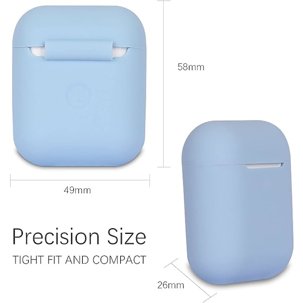 2-pack Airpods-fodral (gult + blått), AirPods 2-fodral, AirPods-fodral i silikon, synliga LED-indikatorer, stöd för trådlös laddning