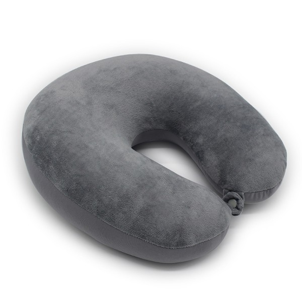 Memory Foam Neck Support Pillow, Compact Lightweight Luxury Quick Pack for Camping, Rest Cushion for Sleeping (Gray)