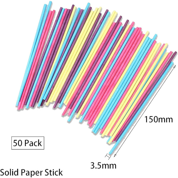 Set med 50 pinnar för lollipops och cake pops, papperspinnar för godis, bakverk, kakor, karameller
