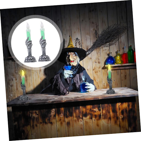 2 kpl Halloween-valot Aavevalot Halloween-sähkökynttilät Paristokäyttöiset Haunted House -kynttilävalot Halloween-kallokynttilänjalat Halloween-kallo L