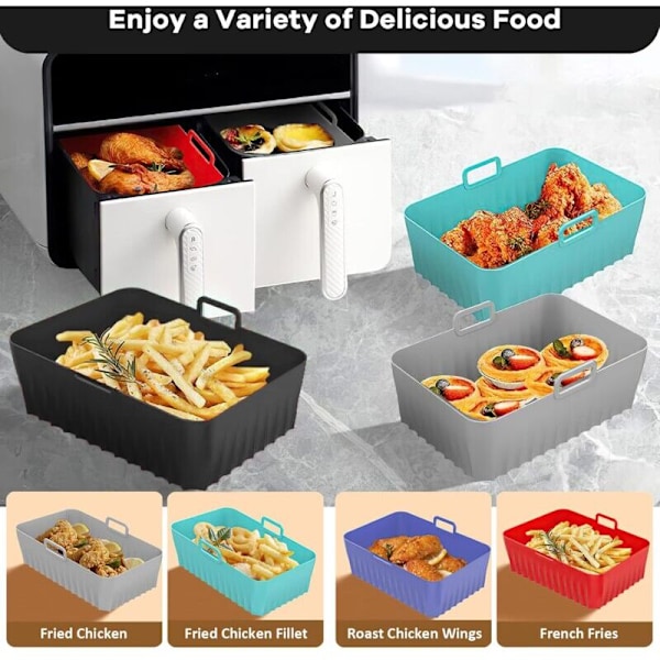 2-pack Tillbehör för Air Fryer (21,5 x 14,5 x 7 cm), Air Fryer Form för Ninja Foodi AF400EU AF300EU 9,5L, Silikon Airfryer Grytform för Instant Pot Ult