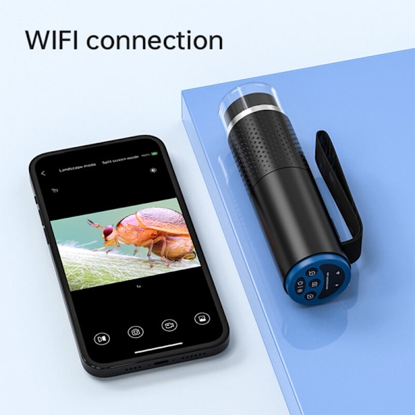 WIFI 1200x trådlöst portabelt mikroskop, uppladdningsbart endoskopiskt förstoringsglas, 2 m optisk digitalkamera, 50-1000x förstoring, 8 LED-lampor ad