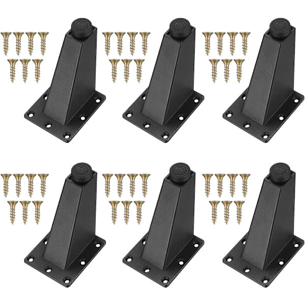 6 stk. Justerbare møbelben, sorte metalben til bord, skabe, køkken, sofa, skrivebord, 92mm