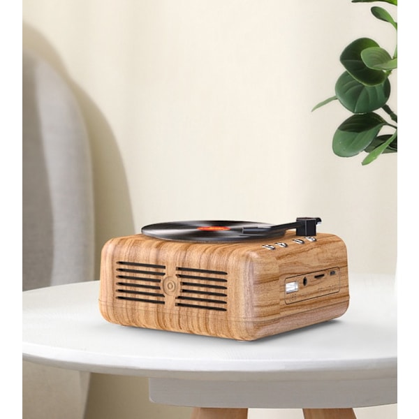 Puujyvä vinyylilevy bluetooth-kaiutin levysoitin luova langaton bluetooth-ääniradio lahja