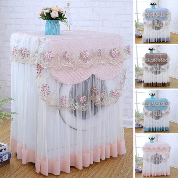 Dustproof Washing Machine Cover Lace Washing Machine Cover Shade Cloth (Light Pink)