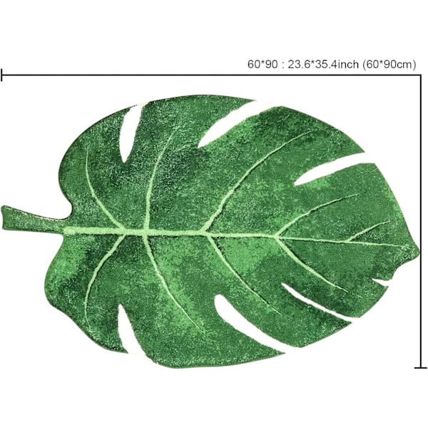 Halkskyddad badmatta i form av ett blad Grön 60 x 90 cm