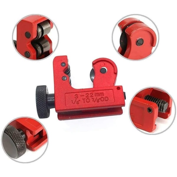 Justerbar rörskärare, miniatyrskärmaskin, miniatyr kap-kap-ner skärare, mini justerbar rörskärare från 3 till 22 mm, tillverkad av legering, hållbar s