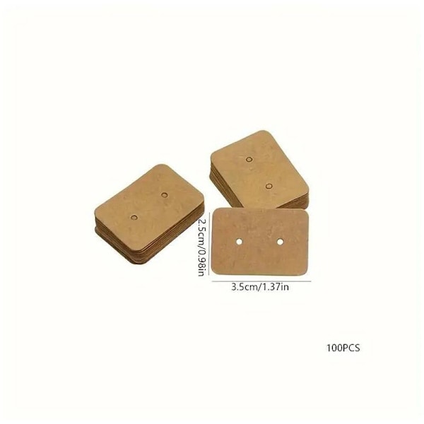 Set med 200 rektangulära kort örhängen, papper, örstift, 2,5 cm x 3,5 cm för bröllopspresenter, brun