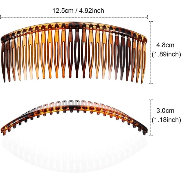 4-pakke 12,5 cm Hawksbill Fargeside Kam, Helt Kam, Stor Kam, 24 Tenners Sidekamsett