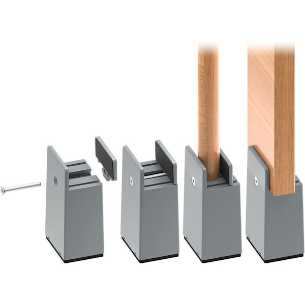 10 cm sengerejser, justerbar skruetvinge, 4 stk. møbelforhøjere, heavy duty, 4 stk. sofa-bord-stolforhøjere, passer til møbelben med en bredde på 0-1,5\"