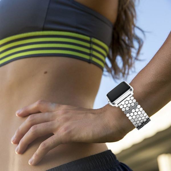 Sølv - Rem til Apple Watch 38mm, Rustfrit stål iWatch Rem 8mm, Smartwatch Rem til Apple Watch Series 3/2/1 38mm,.