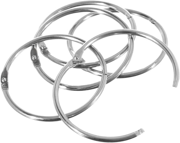10-pack nickelpläterade metallbokringar för bladpärm - 5 cm diameter - silver