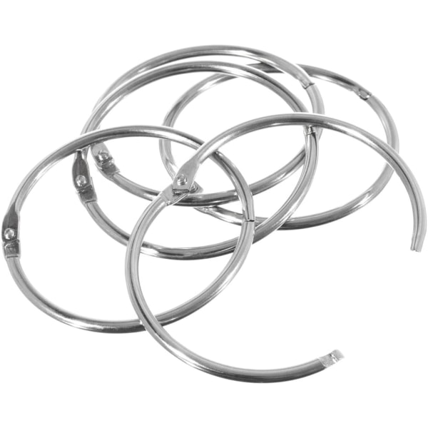 10 stk. nikkelbelagte metalbogringe til bladmapper - 5 cm diameter - sølv