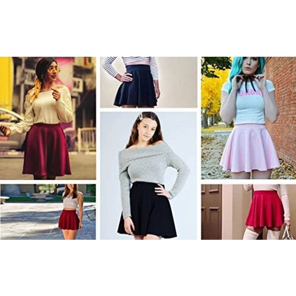 Musta, XL Retro Polyester Pliseerattu Luisteluhame Basic Mini/Midi/Avoin Hame