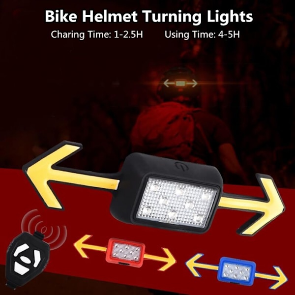 Cykelhjälmslampa med trådlös fjärrkontroll - Cykelbaklampa med blinkers för cykling och 6 stroboskopiska ljus
