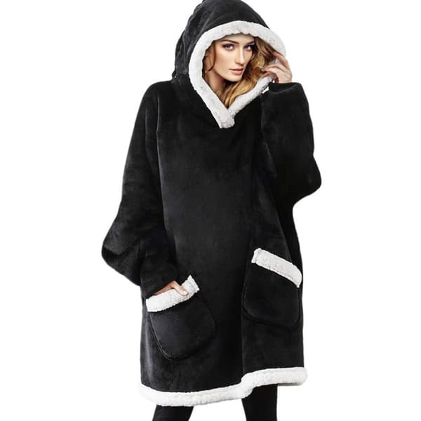 Varm og kald oversized hettegenser svart
