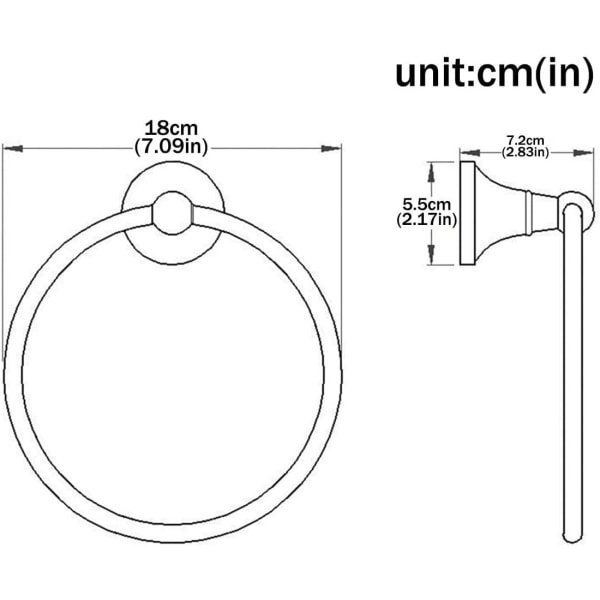 Messinkinen pyöreä pyyheteline seinälle kiinnitettävään ripustettavaan kylpypyyhkeeseen Kylpyhuoneen pyyheteline, valkoinen、