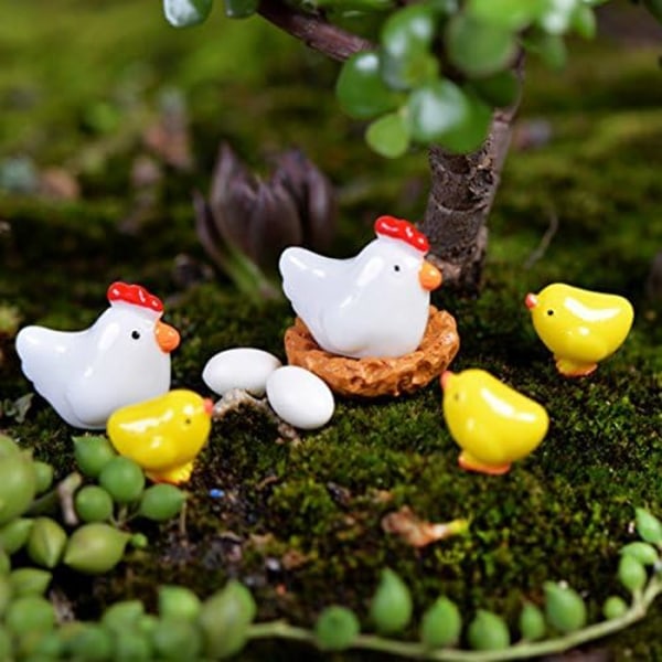 16 stk. Hønsehus Miniatyr Ornamentsett for DIY Eventyrhage Dukkehus Dekorasjon