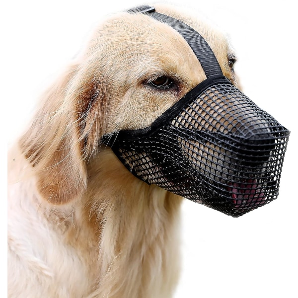 Hundesnuten myk nylonsnuten - Justerbar pustende nettingsnuten, hundens ansiktsmaske, anti-bitt slikke munndeksel og