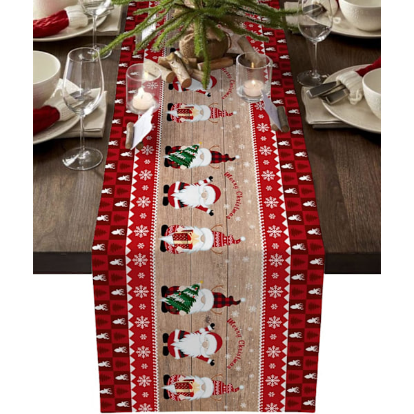 Christmas Table Runner, Rustic Red Plaid Santa Claus Table Runner for Holiday Birthday Party Kitchen Dining Table Home Decor, 18x72in(B)