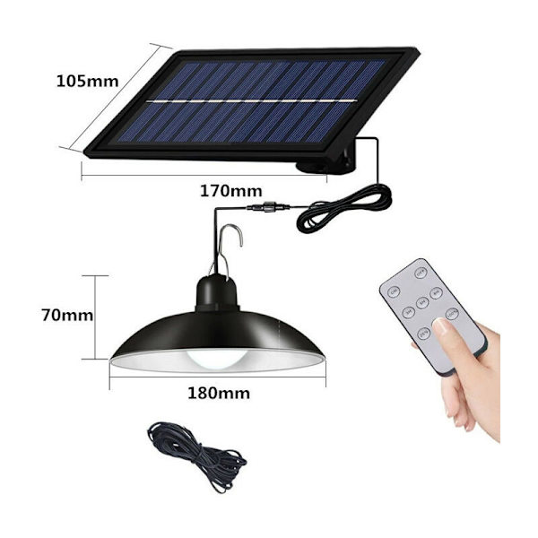 Solcellslampa 30 LED superljus retro glödlampa 3 ljusstyrka fjärrkontroll vitt ljus IP65