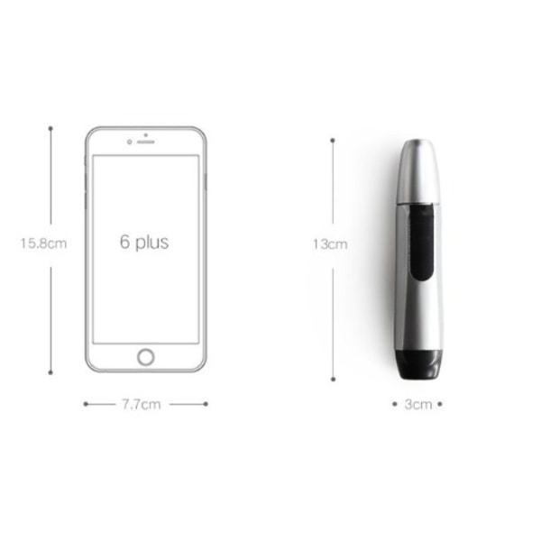 Sølv nesehårstrimmer 1 stk, batteridrevet nese- og ørehårstrimmer, nesehårstrimmer for menn nesehårstrimmer for menn