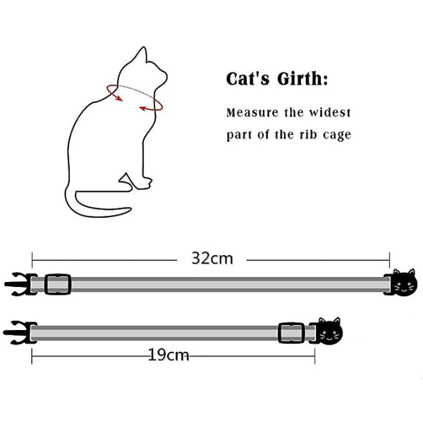4-pakning - reflekterende justerbare kattehalsbånd mot kvelning - W