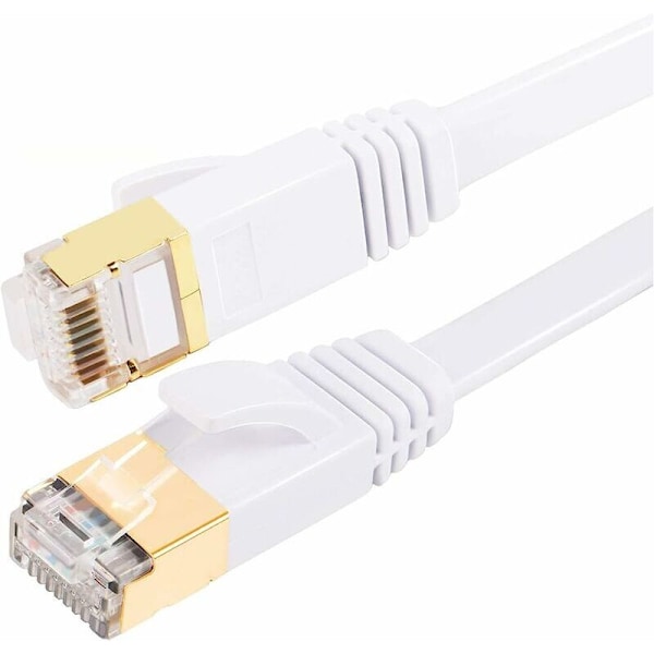 Cat7 Ethernet-kabel 30m Kategori 7 Platt RJ45 Hög Hastighet 10Gbps Internet För Xbox, PS4, Modem, Router, Switch, PC, TV-box 3m Vit