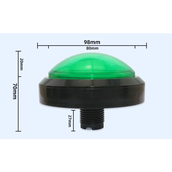 5x nye 60 mm kuppelformede LED-belyste trykknapper for arkadespilleautomater (hver farge på 1 stk)